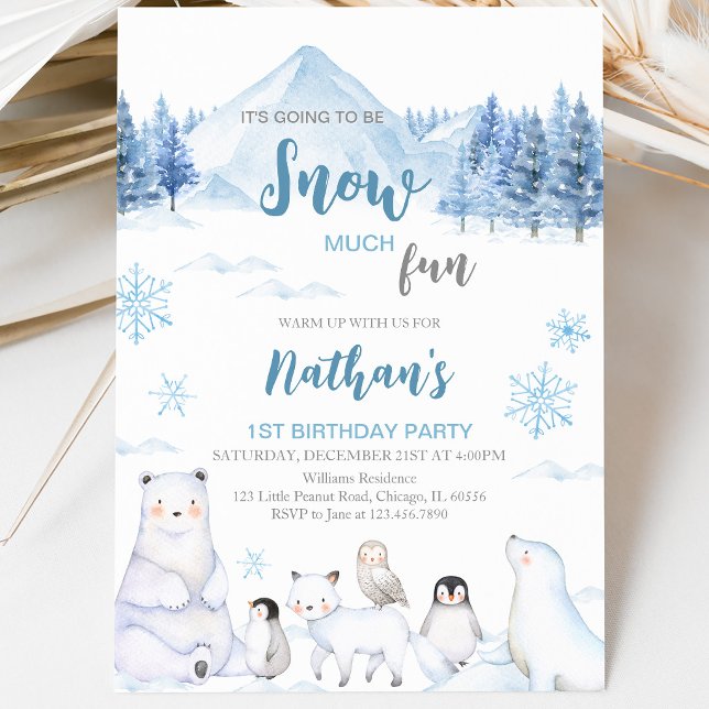 Blue Arctic Animals Birthday Invitation (Creator Uploaded)