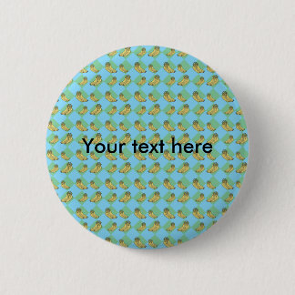 Blue argyle banana pattern 6 cm round badge