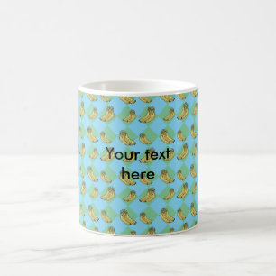 Blue argyle banana pattern coffee mug