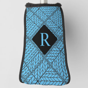 BLUE ARGYLE KNIT Golf Putter Cover + Initial II 