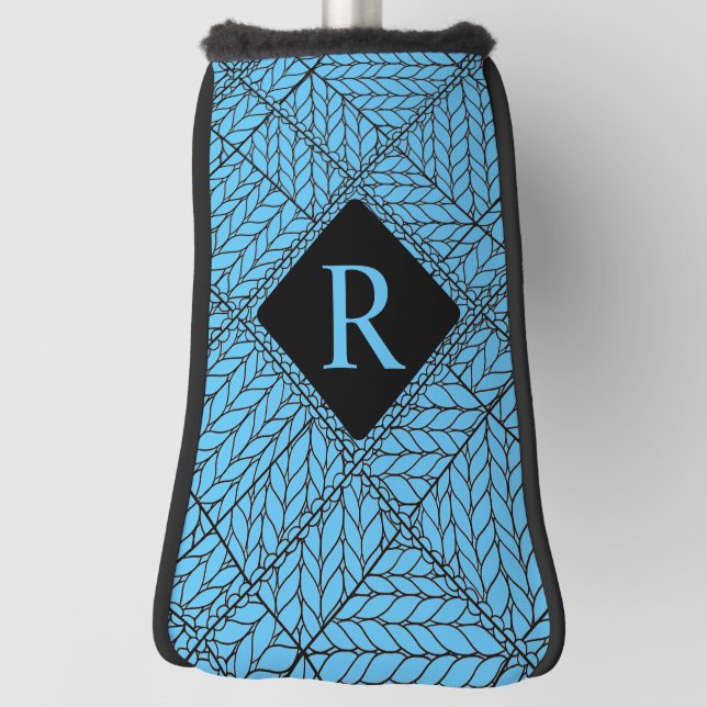BLUE ARGYLE KNIT Golf Putter Cover + Initial II  (Rotate 90)