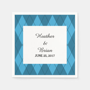Blue Argyle Paper Napkins