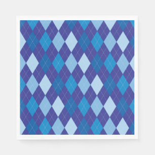 Blue argyle pattern napkin