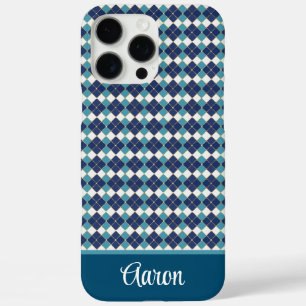 Blue Argyle Personalize  iPhone 16 Pro Max Case