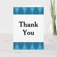 Blue Argyle Thank You Card