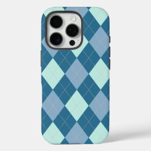 Blue Argyle Vintage Pattern iPhone 16 Pro Case