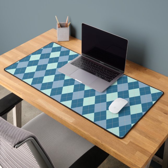 Blue Argyle Vintage Pattern Desk Mat (Office 2)