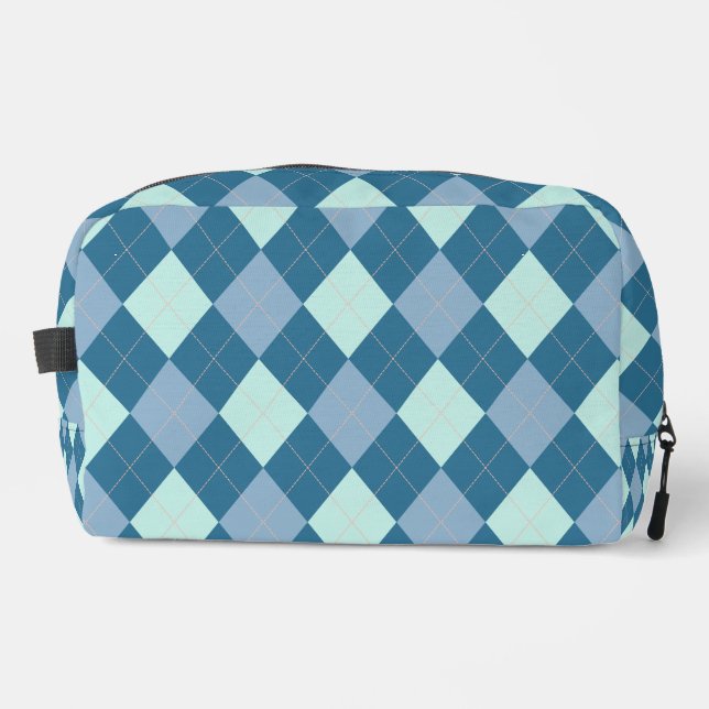 Blue Argyle Vintage Pattern Dopp Kit (Front)