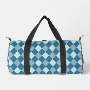 Blue Argyle Vintage Pattern Duffle Bag