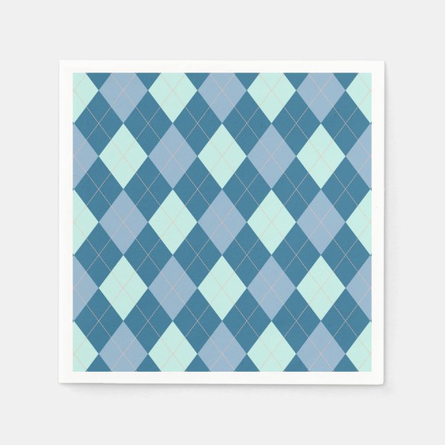 Blue Argyle Vintage Pattern Napkin (Front)