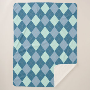 Blue Argyle Vintage Pattern Sherpa Blanket