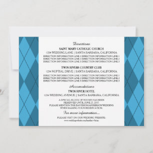 Blue Argyle Wedding Information Card