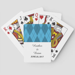 Blue Argyle Wedding Playing Cards
