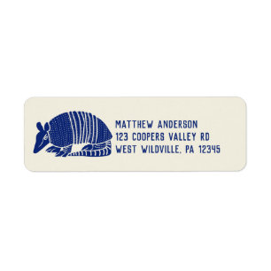 Blue Armadillo Personalized Return Address