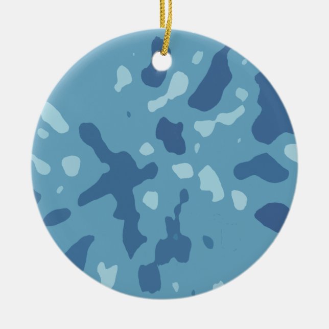 Blue Army Camouflage Pattern Ceramic Tree Decoration (Front)