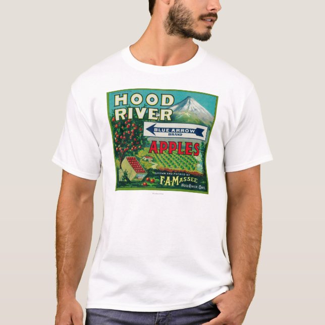 Blue Arrow Apple Crate LabelHood River, OR T-Shirt (Front)