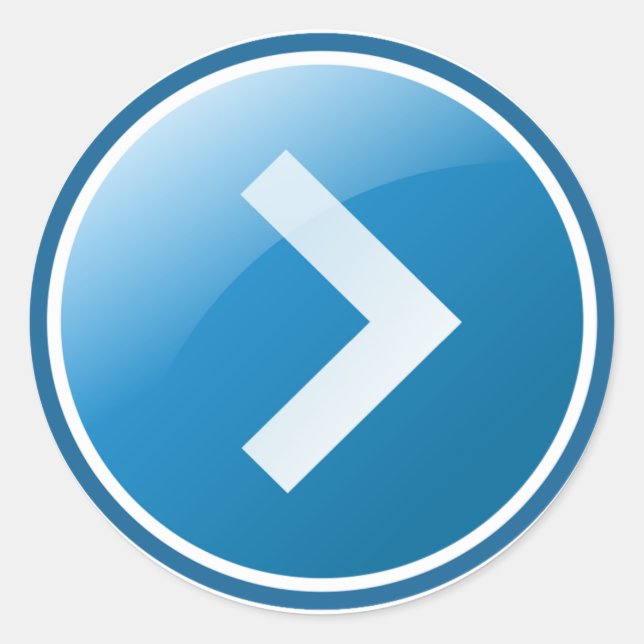 Blue Arrow Button - Right Classic Round Sticker (Front)
