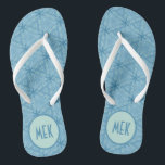 Blue Arrow Pattern with Monogram Jandals<br><div class="desc">Light Blue and Dark Blue arrow pattern design with block font monogram flip flops for her.</div>