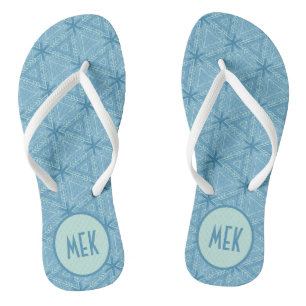 Blue Arrow Pattern with Monogram Jandals