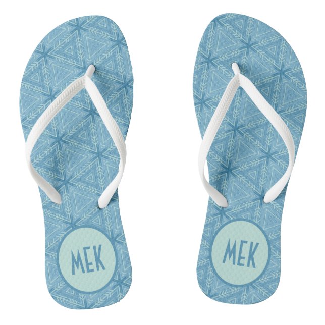 Blue Arrow Pattern with Monogram Jandals (Footbed)