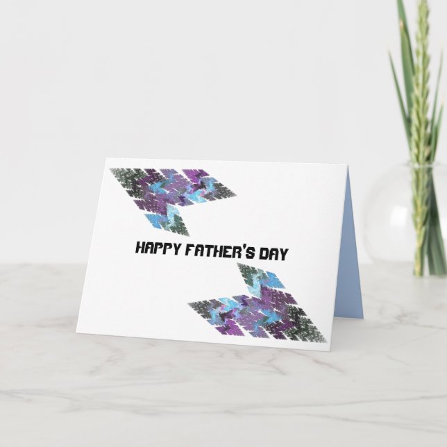 Blue Arrow Shaped Fractal Art Father's Day Card (Front)