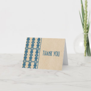 Blue Art Deco Border Thank You Card