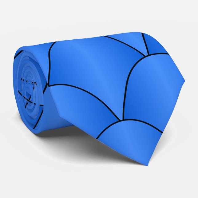 Blue Art Deco Design Tie (Rolled)