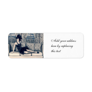 Blue Art Deco Flapper Woman Vintage Art