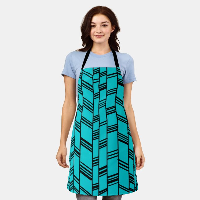 Blue Art Deco Lines  Apron (Worn)