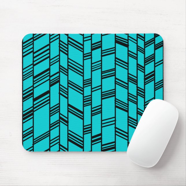 Blue Art Deco Lines  Mouse Pad (With Mouse)