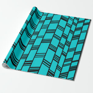Blue Art Deco Lines Wrapping Paper