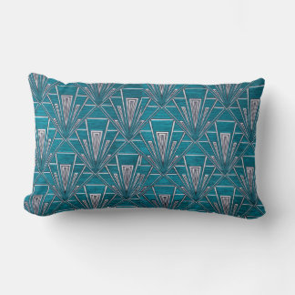 Blue Art Deco Lumbar Cushion
