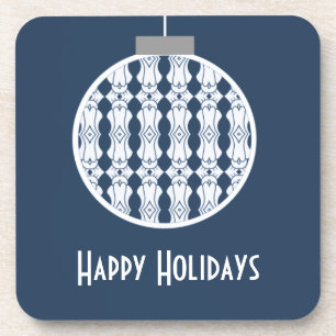 Blue Art Deco Ornament Coasters