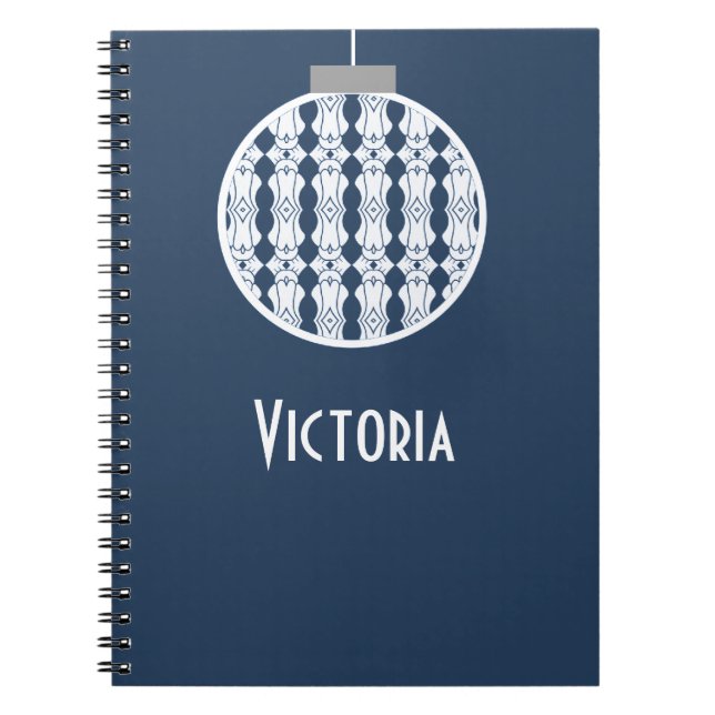 Blue Art Deco Ornament Notebook (Front)