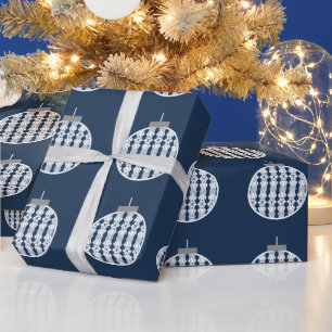Blue Art Deco Ornament Wrapping Paper