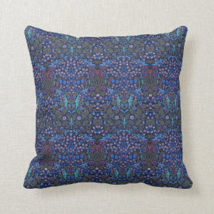 Blue Art Nouveau William Morris Patterned American Cushion