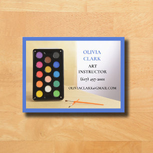 Blue  Art Teacher Tutor  Educator Art Class  Business Card