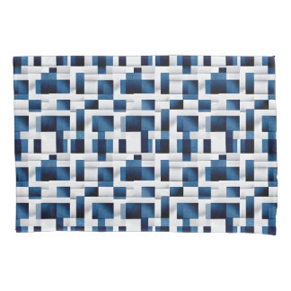 Blue Artistic Chequered Motif | Geometric Pattern Pillowcase