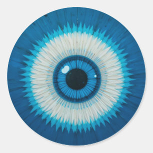 Blue Artistic Evil Eye Design Classic Round Sticker
