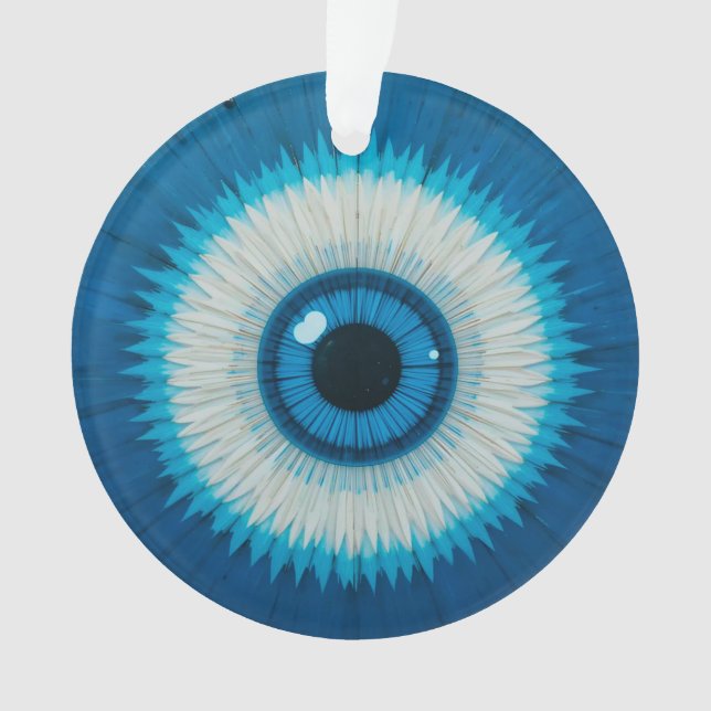 Blue Artistic Evil Eye Design Ornament (Front)