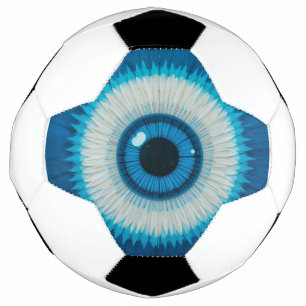 Blue Artistic Evil Eye Design Soccer Ball