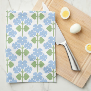 Blue Arts-and-Crafts Primroses Kitchen Towel