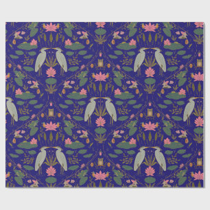 Blue Arts & Crafts Heritage Heron Pond crafters' Wrapping Paper