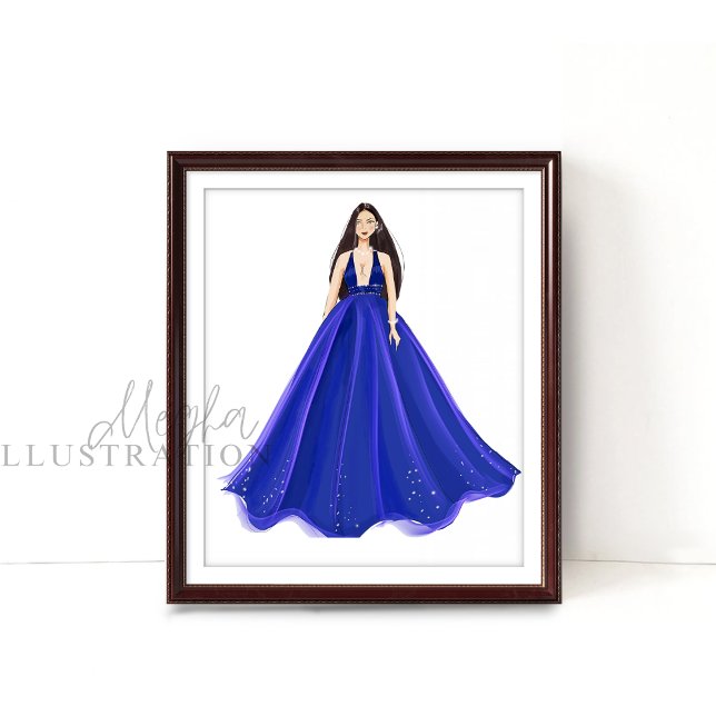 Blue, artwork, fashion illustration poster (Creator Uploaded)