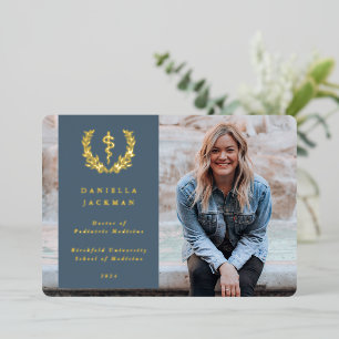 Blue Asclepius Medical Graduation Announcement
