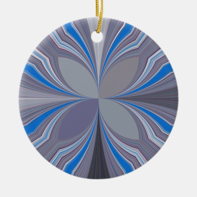 Blue Ash Grey Polka Dot Texture Art Print Ceramic Tree Decoration (Front)