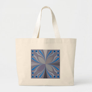 Blue Ash Grey Polka Dot Texture Art Print Large Tote Bag