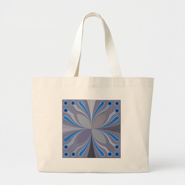 Blue Ash Grey Polka Dot Texture Art Print Large Tote Bag (Front)