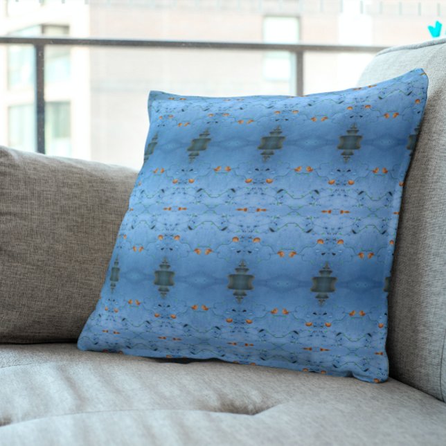 Blue Asian Oriental coastal summer lake ocean sea  Cushion (Creator Uploaded)