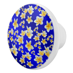 blue,asian, yellow, white, bloom, bright, gold, fl ceramic knob